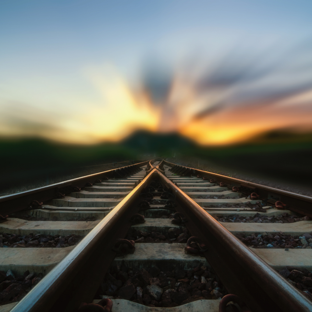 photo of a track in the sunset